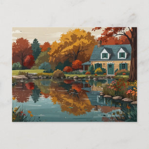 Herbst-Natur-Haus-Postkarte Postkarte