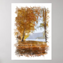 Herbst-Natur-Landschaft - Wasserfarbenposter