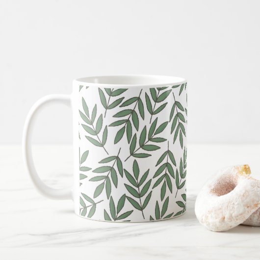 Herbst | Nature Greenery Leaf Foliage Muster Kaffeetasse (Mit Donut)