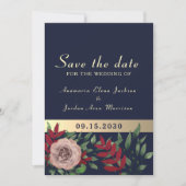 Herbst Navy Burgundy Floral Wedding Save The Date (Vorderseite)