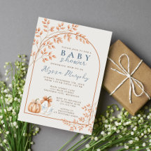 Herbst Neutrale Kürbisse Dusty Blue Babyparty