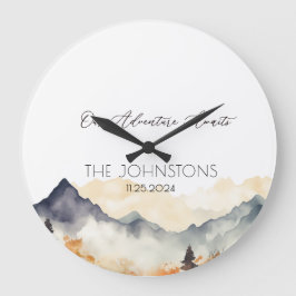 Herbst Neutrales Wasserfarbengebirgskuppel Große Wanduhr