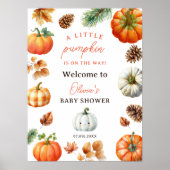 Herbst Niedlich Kleine Pumpkin Babydusche Begrüßun Poster (Vorne)