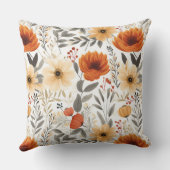 Herbst Niedlich Orange Blumenmuster Weiß Kissen (Rückseite)