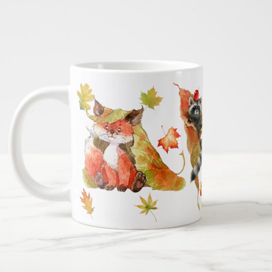 Herbst Niedliche Tiere Clipart Jumbo-Tasse (Links)