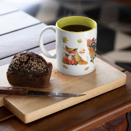 Herbst Niedliche Tiere Clipart Zweifarbige Tasse