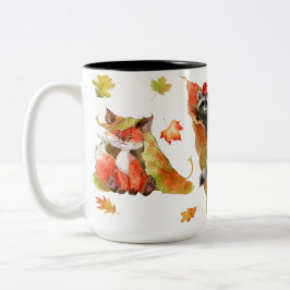 Herbst Niedliche Tiere Clipart Zweifarbige Tasse
