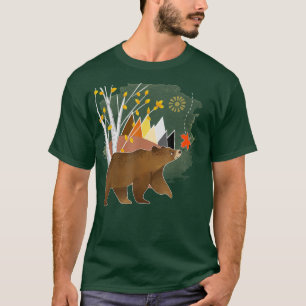 Herbst Niedlicher Bär im Naturgebirge Birch tr T-Shirt