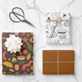 Herbst Niedlicher Doodle Geschenkpapier Set