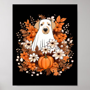 Herbst Niedlicher Hundeghost mit KürbisHalloween H Poster