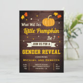 Herbst Niedlicher Kürbisgeschlechtsverlauf Einladung (Stehend Vorderseite)