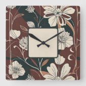 Herbst-Noir blüht Wall Uhr (Vorderseite)