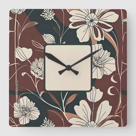 Herbst-Noir blüht Wall Uhr (Vorderseite)