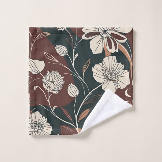 Herbst-Noir-Blüten Badhandtuch Set (Waschlappen)