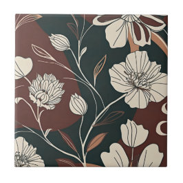 Herbst-Noir-Blüten Fliese