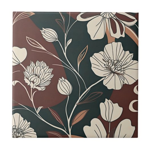 Herbst-Noir-Blüten Fliese (Vorderseite)