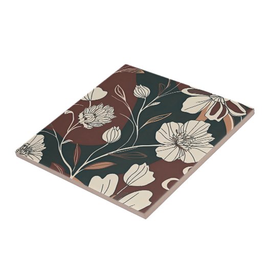 Herbst-Noir-Blüten Fliese (Seite)