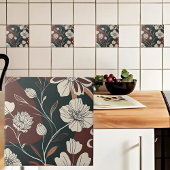 Herbst-Noir-Blüten Fliese