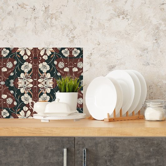 Herbst Noir Blüten g Glass Schneidebrett