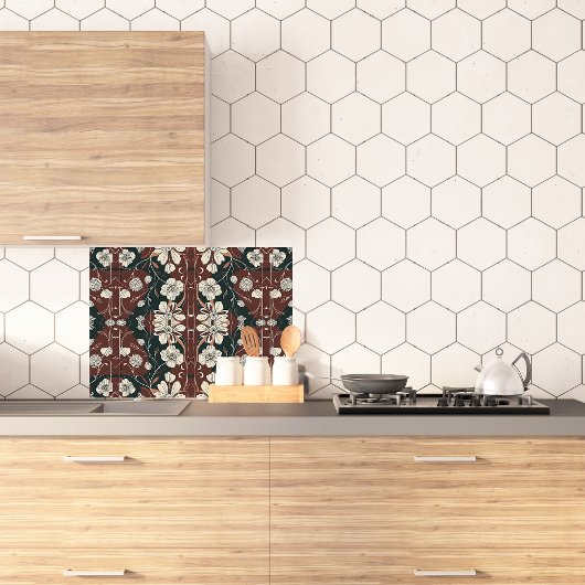 Herbst Noir Blüten g Glass Schneidebrett