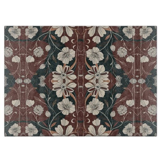 Herbst Noir Blüten g Glass Schneidebrett (Vorderseite)