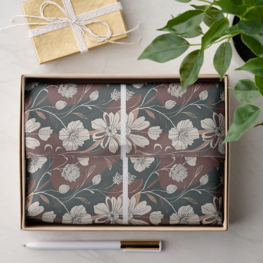 Herbst Noir-Blüten geteufelt Seidenpapier (Geschenk)