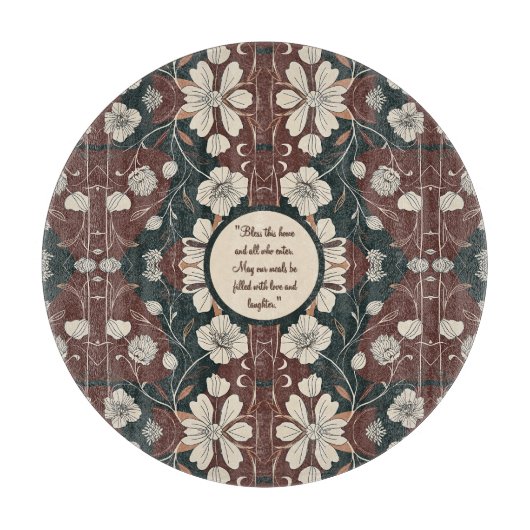 Herbst Noir Blüten individuell einstellbar rund Schneidebrett (Vorderseite)