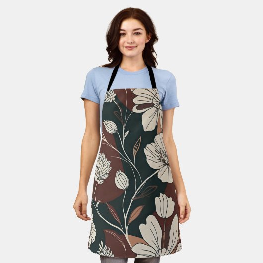 Herbst-Noir-Blüten Schürze (Getragen)