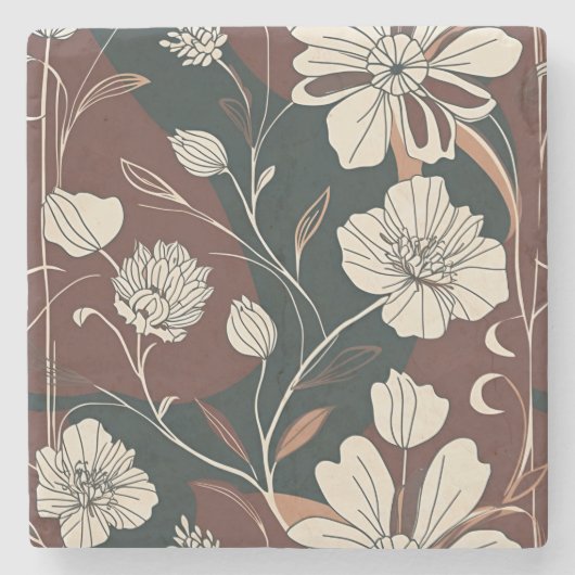 Herbst-Noir-Blüten Steinuntersetzer (Vorderseite)