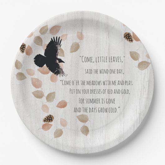 Herbst Nostalgische Poesie Windy Blätter Crow Flig Pappteller (Vorderseite)