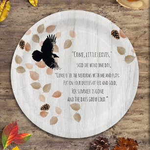 Herbst Nostalgische Poesie Windy Blätter Crow Flig Pappteller