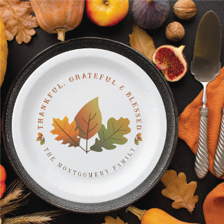 Herbst Oak Blätter Dankbarkeit Erntedank Party Pappteller
