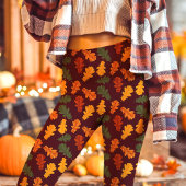 Herbst-Oak-Blätter fallen Burgund Leggings