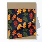 Herbst-Oak-Blätter über Navy Blue Muster Stoff