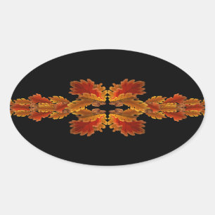Herbst-Oak-Garlands Ovaler Aufkleber