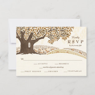 Herbst-Oak-Hochzeit RSVP Karte