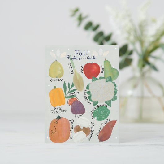 Herbst-Obst- und Gemüseführer Postkarte (Stehend Vorderseite)