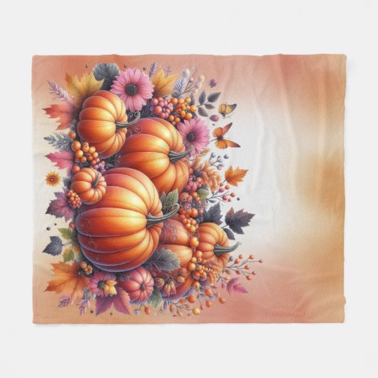 Herbst- oder Erntedank-Thema Fleecedecke (Vorderseite (Horizontal))