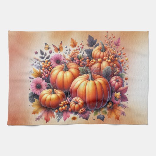 Herbst- oder Erntedank-Thema Geschirrtuch (Horizontal)