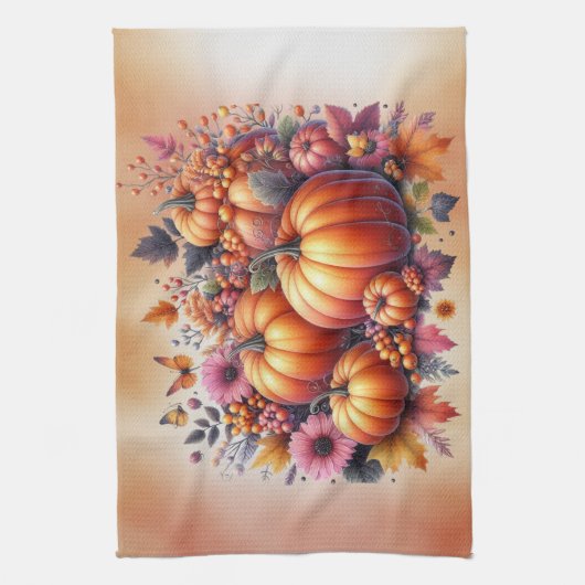 Herbst- oder Erntedank-Thema Geschirrtuch (Vertikal)
