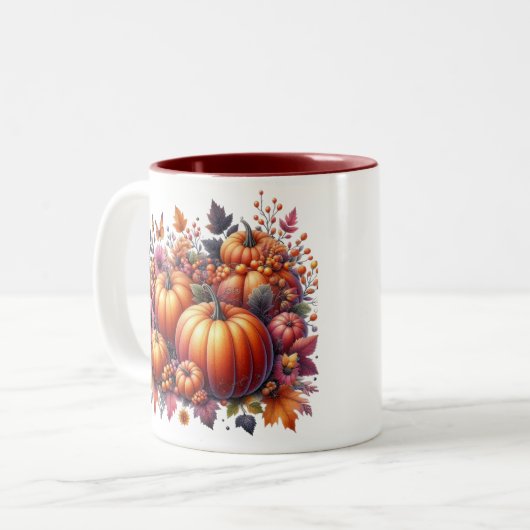 Herbst- oder Erntedank-Thema Zweifarbige Tasse (Vorderseite Links)