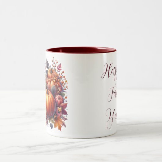 Herbst- oder Erntedank-Thema Zweifarbige Tasse (Mittel)