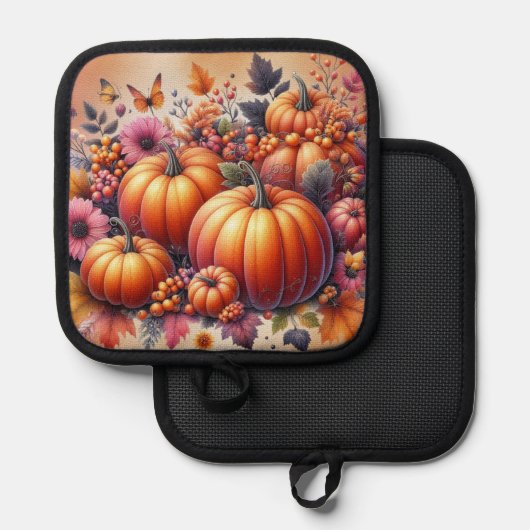 Herbst- oder Erntedank-thematiker Topflappen (Vorderseite/Rückseite)