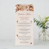 Herbst oder Herbst Burnt Orange Blume und Blätter Menükarte (Stehend Vorderseite)