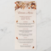 Herbst oder Herbst Burnt Orange Blume und Blätter Menükarte (Vorderseite)