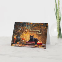 Herbst oder Herbst Equinox Niedliche Schwarzkatze