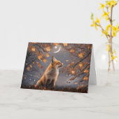 Herbst oder Herbst Equinox Niedlicher Rotfuchs in  Karte (Gelbe Blume)