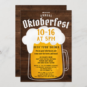 Herbst Oktoberfest Bierfestival Party Bayern Einladung