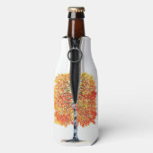 Herbst-Orange-Blätter Birkenbaumhochzeit Flaschenkühler (Flasche Rückseite)