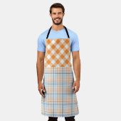HERBST ORANGE BLAU WEISS HERBST KARIERTE MUSTER SCHÜRZE (Getragen)